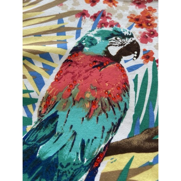 Alfred Dunner Womens Shirt Size 3x Plus Parrot Bird Tropical Leaves Embellished - Picture 6 of 9